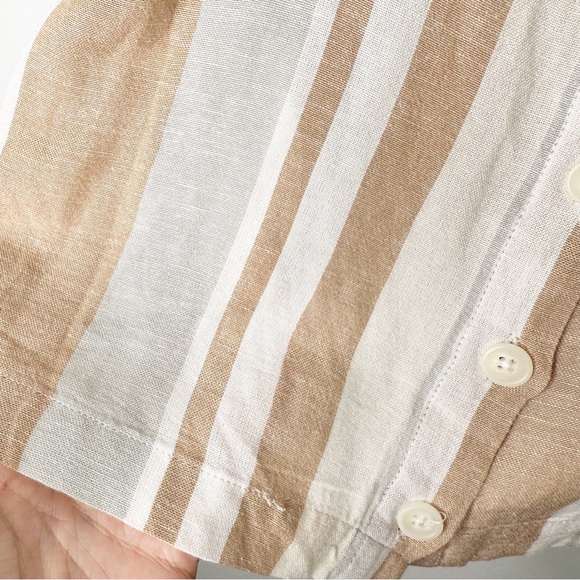 Thread & Supply Tan Stripe Organic Linen Crop Tank Medium - Picture 8 of 8